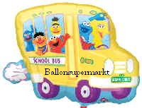 Folienballon: School Bus, Schulbus-Sesamstrasse-Ballons-aus-Folie-Folienballon