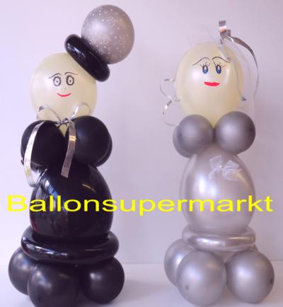 Hochzeitspaar-aus-Ballons-Dekoration-Silberne-Hochzeit