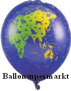 Latexballons Motiv mit Globus und Tieren