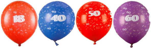 Luftballons mit Zahlen zum Geburtstag und Jubiläum