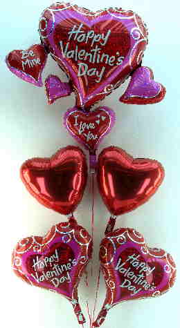 Valentin Bouquet 2, Ballondekoration aus Folienballons zum Valentinstag