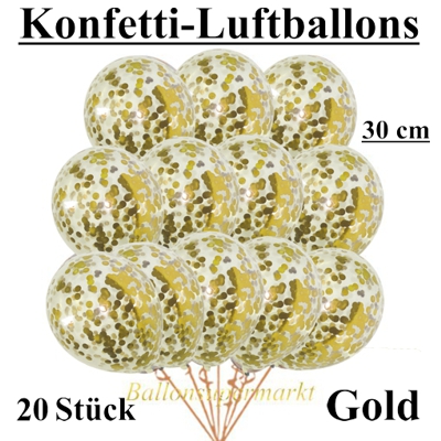 20 Konfetti-Luftballons Gold