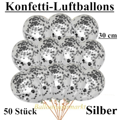 50 Konfetti-Luftballons Silber Sonderpreis