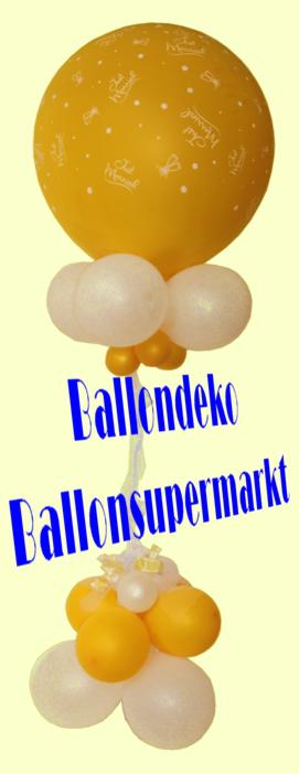 Ballondeko mit dem Riesenballon Just Married in Gold