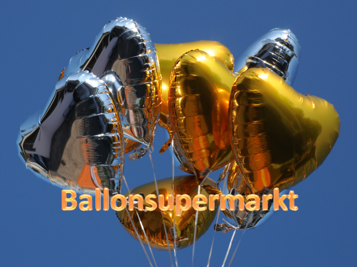 Folienballons Herzen in Gold und Silber
