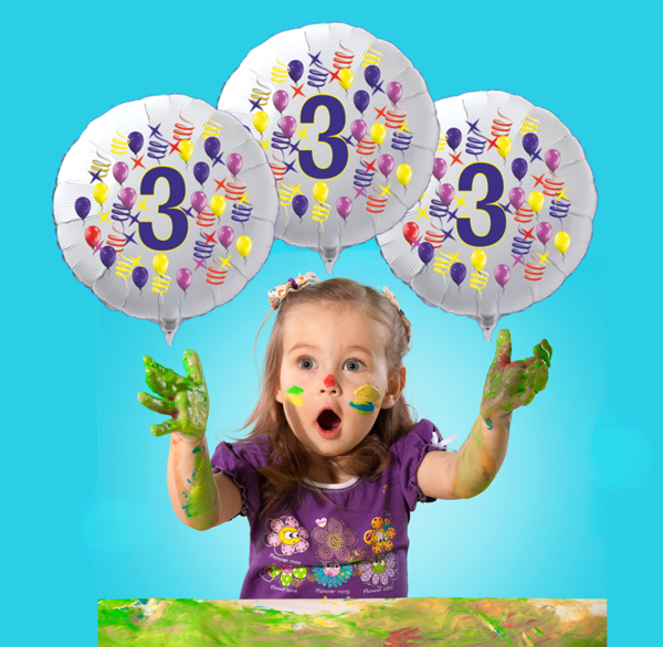 3. Kindergeburtstag mit Junior-Zahlen-Luftballons