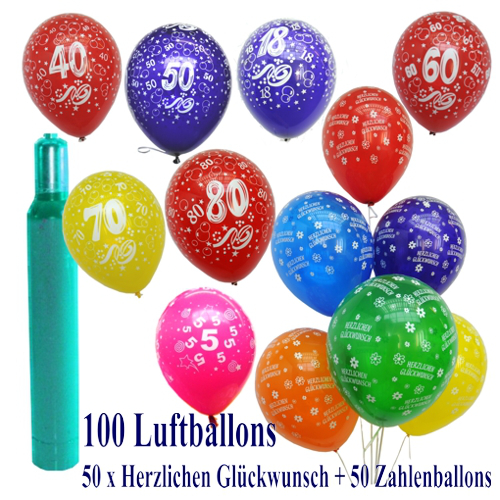 Geburtstagsballons, Ballons Helium Set zur Dekoration von Geburtstagen