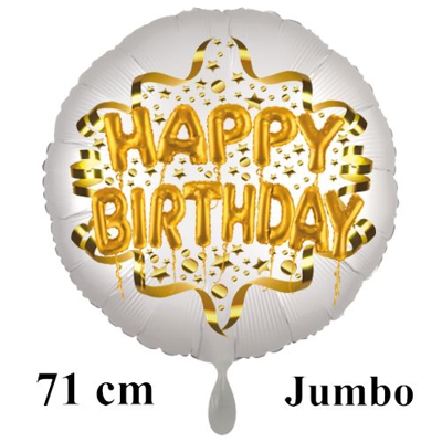 Grosser-Satin-de-Luxe-Ballon-weiss-Happy-Birthday-in-Gold-mit-Helium