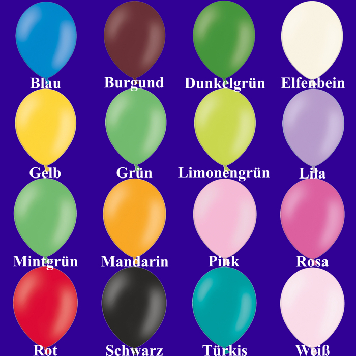 Luftballons 30-33 cm, Premium-Qualität: Farben