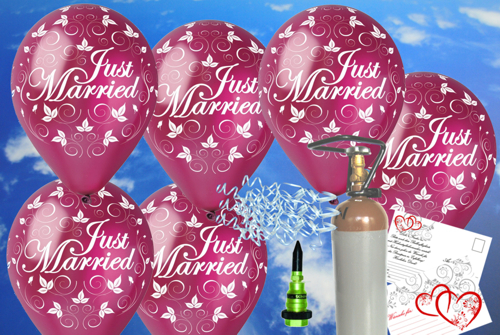 Luftballons-Just-Married-Burgund-Ballons-Helium-Midi-Set-Hochzeit