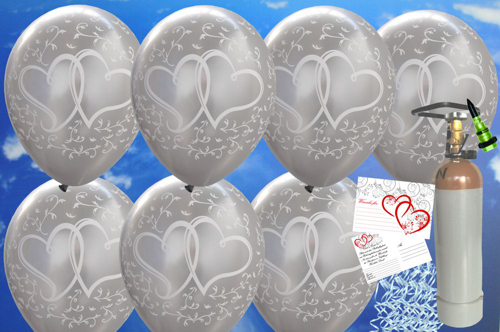 Luftballons-zur-Hochzeit-steigen-lassen-50-silberne-Luftballons-Verliebte-Herzen-Ballons-Helium-Set-Midi-mit-Ballonflugkarten