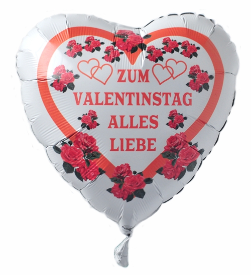 Zum valentinstag Alles Liebe Luftballon in Herzform mit Helium, weiß