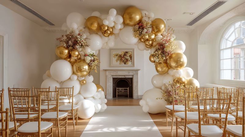 Große Ballonbogen-Girlande zur Hochzeitszeremonie