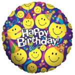 Folienballon Geburtstag, Happy Birthday Smileys