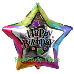 Folienballon Geburtstag, Happy Birthday Star