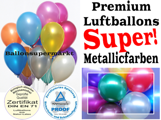 Luftballons in Metallicfarben mit Zertifikaten: Super Qualität