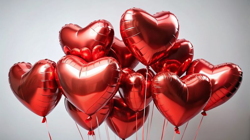 Rote Herzluftballons aus Folie mit Helium sind sehr beliebt zur Hochzeitsdeko